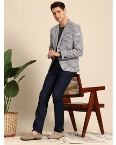 Regular Fit Houndstooth Checked Single-Breasted Semi-formal Blazer