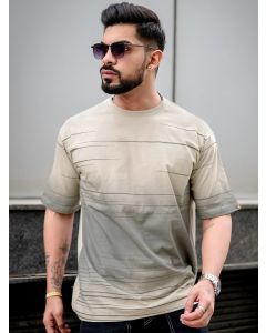 Striped Round Neck T-shirt-S