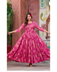 Printed Viscose Rayon Stitched Anarkali Gown