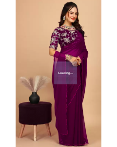 Printed Kanjivaram Georgette, Silk Blend Saree  (Maroon)