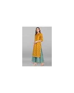 Women Tiered Yellow, Light Green Dress